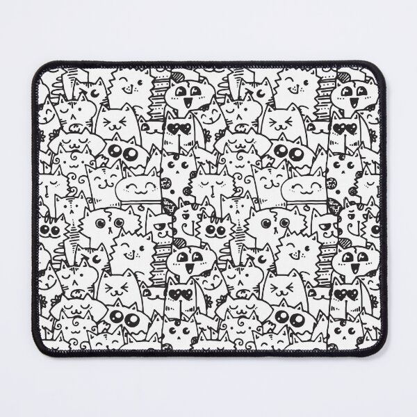 Item preview, Kittie kawaii doodle pattern - White designed and sold by ZenReiArt.