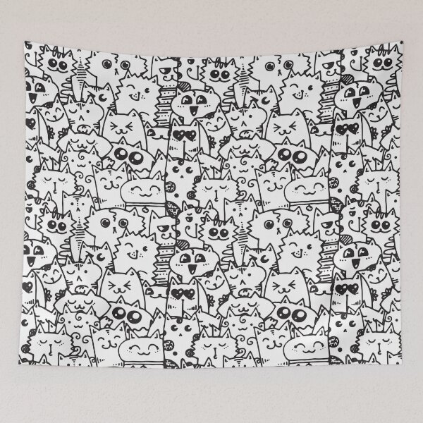 Item preview, Kittie kawaii doodle pattern - White designed and sold by SpartanDStore.
