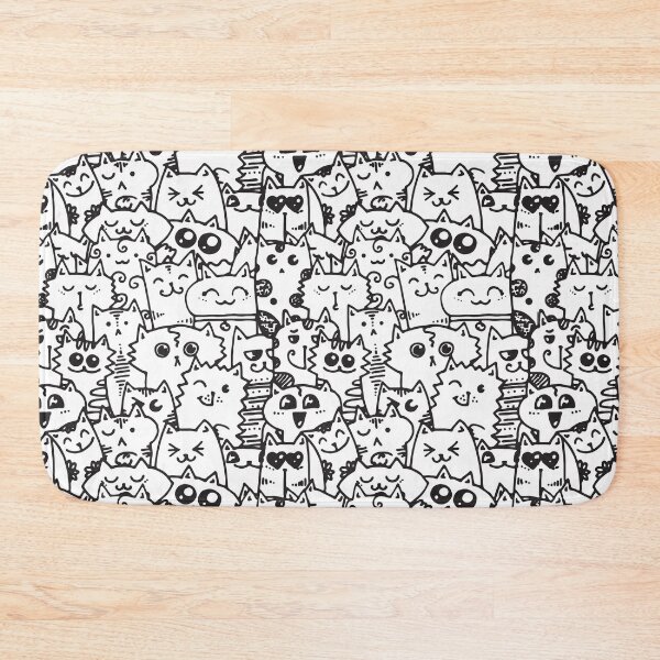Item preview, Kittie kawaii doodle pattern - White designed and sold by SpartanDStore.