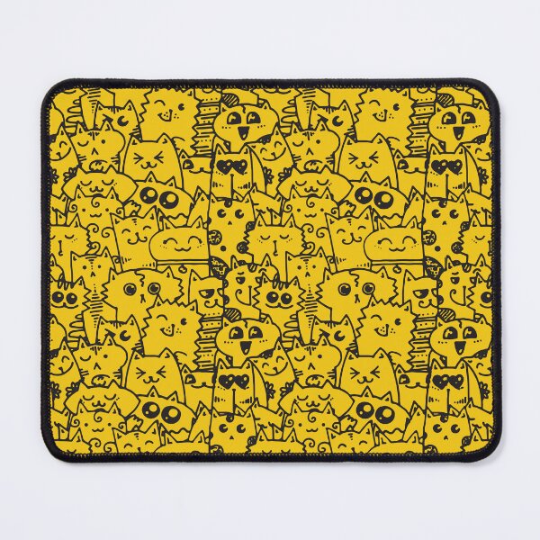 Item preview, Kittie kawaii doodle pattern - Yellow designed and sold by SpartanDStore.