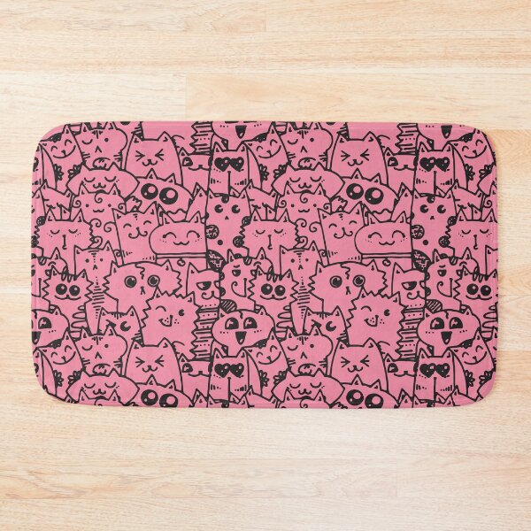 Item preview, Kittie kawaii doodle pattern - Pink designed and sold by SpartanDStore.