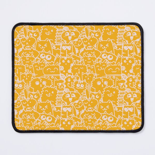Item preview, Kittie kawaii doodle pattern - White lines against orange background designed and sold by SpartanDStore.