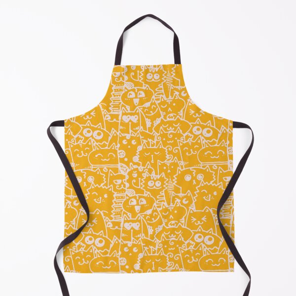 Item preview, Kittie kawaii doodle pattern - White lines against orange background designed and sold by SpartanDStore.