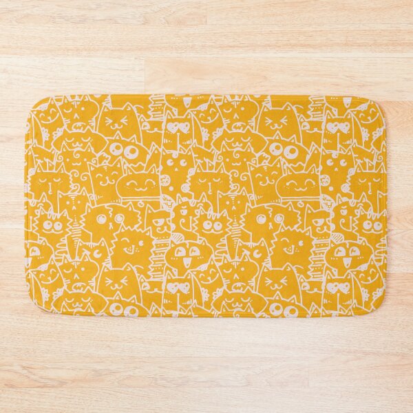 Item preview, Kittie kawaii doodle pattern - White lines against orange background designed and sold by SpartanDStore.