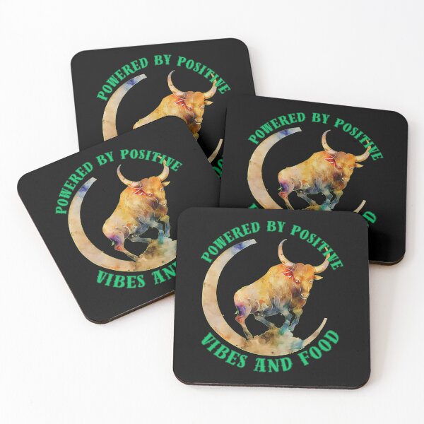 Item preview, Powered By Positive Vibes And Food. taurus sayings designed and sold by ZodiacWonders.