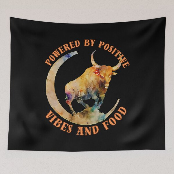 Item preview, Powered By Positive Vibes And Food. taurus traits designed and sold by ZodiacWonders.