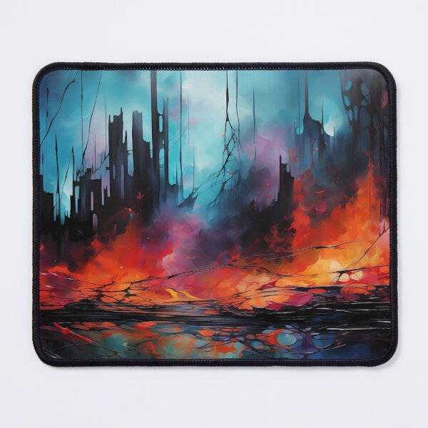 Item preview, Dystopian Glow - Abstract Metropolis Ablaze designed and sold by pooshda.