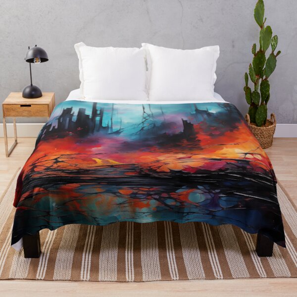 Item preview, Dystopian Glow - Abstract Metropolis Ablaze designed and sold by pooshda.