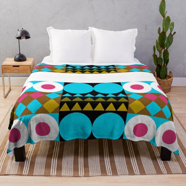 Item preview, Geometric Mashup blue brown diamonds circles Pattern designed and sold by LLdreams.