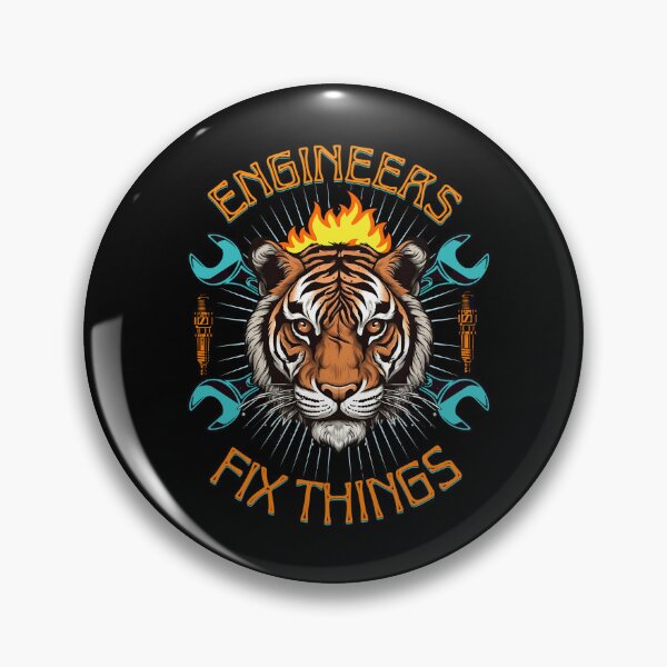 Item preview, Engineers fix things, tiger with styled spanners in a cross shape designed and sold by BritishDelights.