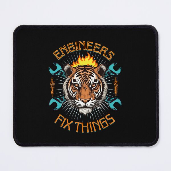 Item preview, Engineers fix things, tiger with styled spanners in a cross shape designed and sold by BritishDelights.