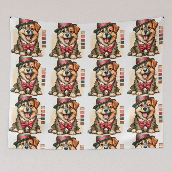 Item preview, Elegante perrito con sombrero y pajarita designed and sold by Bit Canvas.