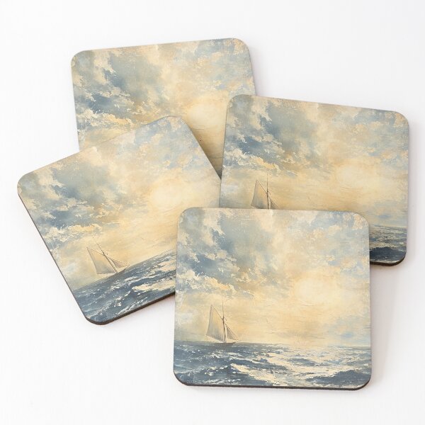 Item preview, Antique Vintage Seascape Poster, Moody Coastal Inspired Wall Art designed and sold by Peek-Designs.