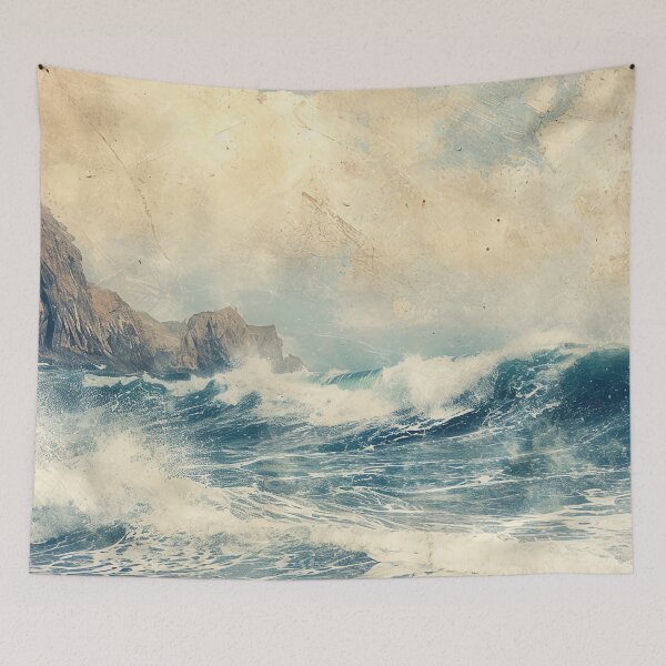 Item preview, Antique Vintage Seascape Poster, Moody Coastal Inspired Wall Art designed and sold by Peek-Designs.