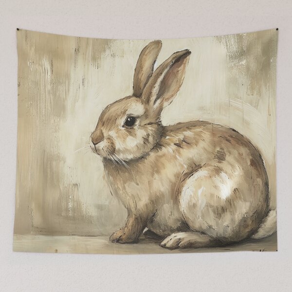 Item preview, Vintage Inspired Rabbit Painting Poster, Neutral Country Nursery Wall Art designed and sold by Peek-Designs.