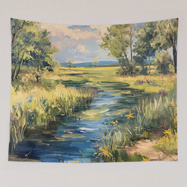 Item preview, Vintage Inspired Pond Landscape Poster, Country Scenery Wall Art, Rustic Home Decor designed and sold by Peek-Designs.