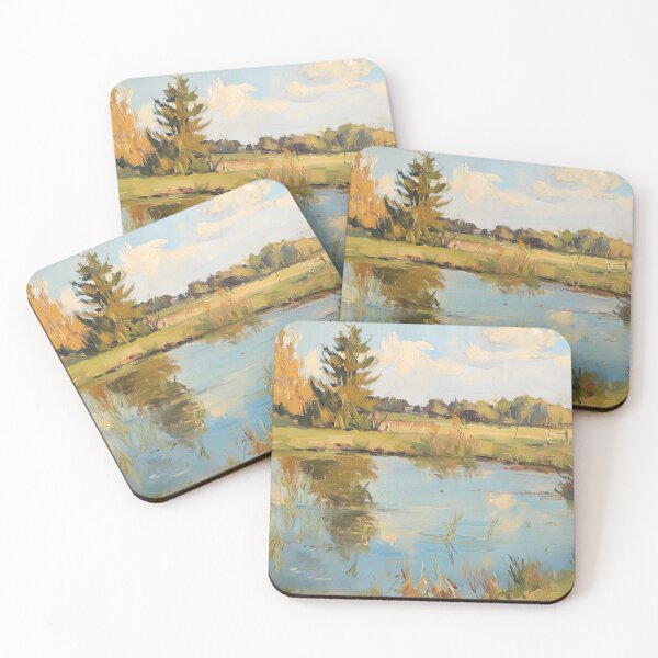 Item preview, Vintage Inspired Country Landscape Pond Painting Poster, Rustic Wall Art Decor designed and sold by Peek-Designs.