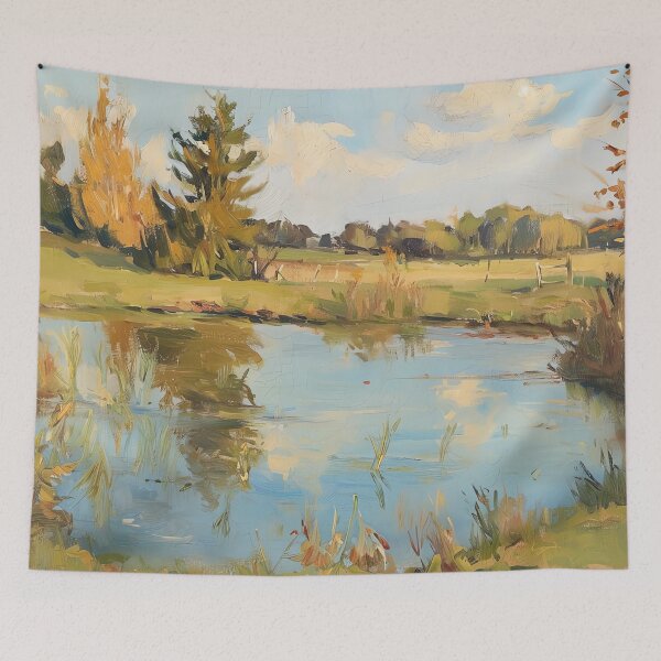 Item preview, Vintage Inspired Country Landscape Pond Painting Poster, Rustic Wall Art Decor designed and sold by Peek-Designs.
