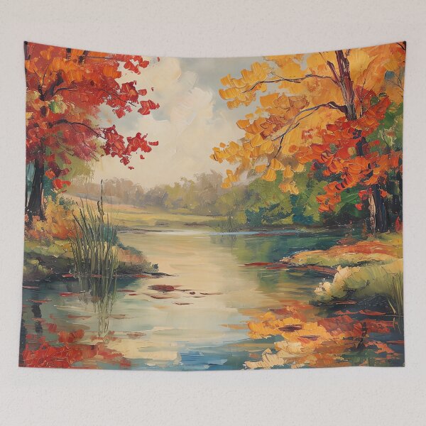 Item preview, Vintage Inspired Country Landscape Pond Painting Poster, Rustic Wall Art Decor designed and sold by Peek-Designs.