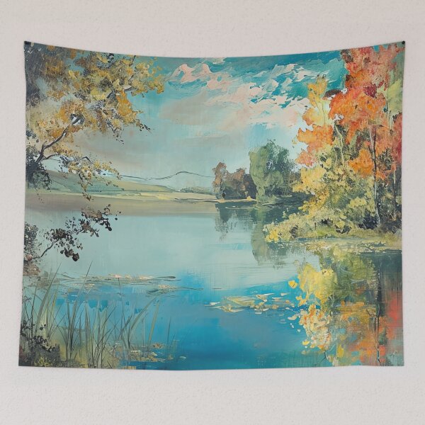 Item preview, Vintage Inspired Country Landscape Pond Painting Poster, Rustic Wall Art Decor designed and sold by Peek-Designs.