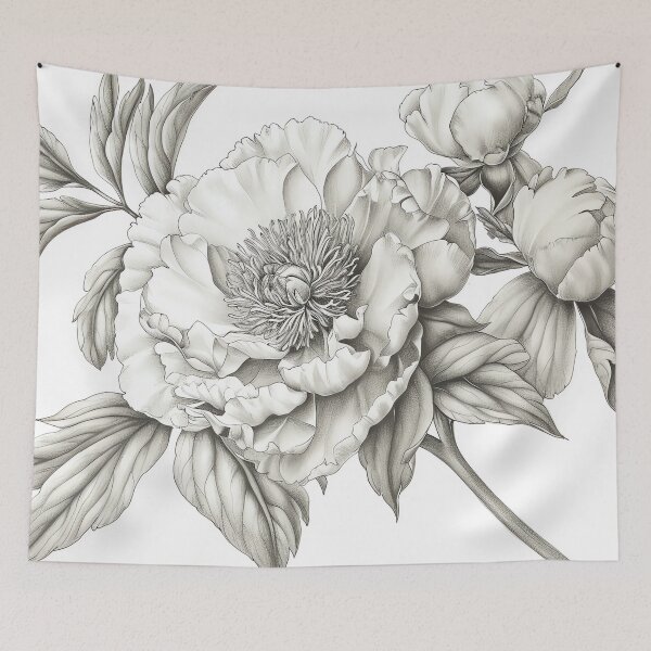 Item preview, Vintage Inspired Peony Botanical Sketch Wall Art Poster designed and sold by Peek-Designs.