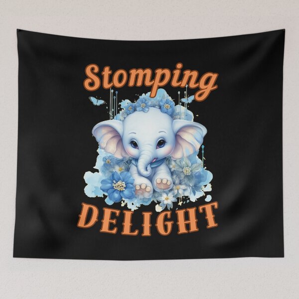 Item preview, Stomping Delight Flower elephant designed and sold by ElephantVibes.