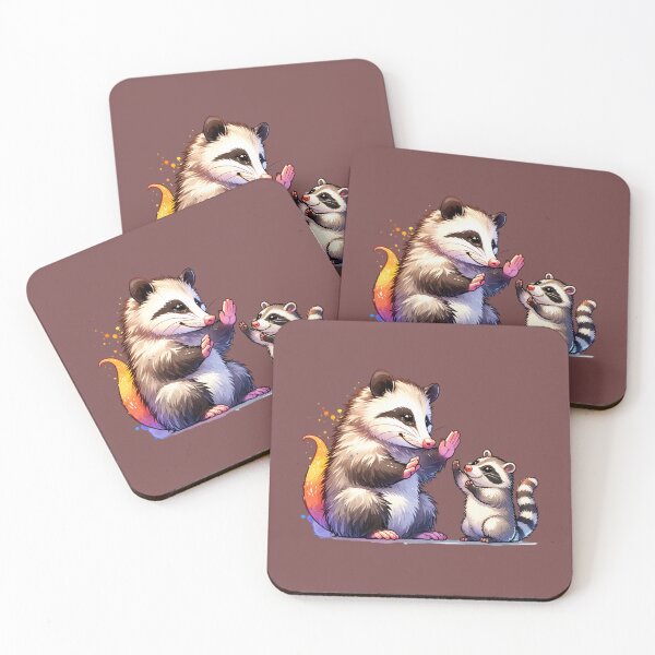 Item preview, Funny Possum High Five a small racoon, cute racoon and cut possum, both love digging in trash. designed and sold by jewels702.