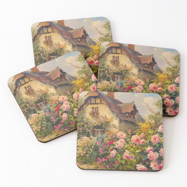 Item preview, Vintage Inspired Cottage Rose Garden Oil Painting Poster, Farmhouse Wall Art designed and sold by Peek-Designs.