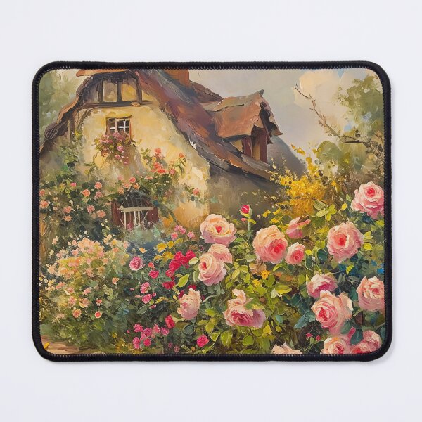 Item preview, Vintage Inspired Cottage Rose Garden Oil Painting Poster, Farmhouse Wall Art designed and sold by Peek-Designs.