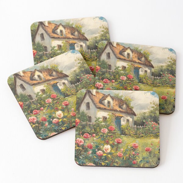 Item preview, Vintage Inspired Cottage Rose Garden Oil Painting Poster, Farmhouse Wall Art designed and sold by Peek-Designs.