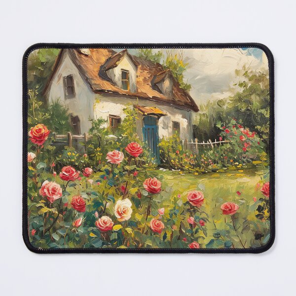 Item preview, Vintage Inspired Cottage Rose Garden Oil Painting Poster, Farmhouse Wall Art designed and sold by Peek-Designs.