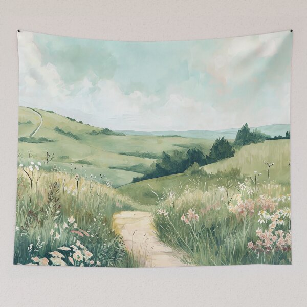 Item preview, Vintage Inspired Meadow Landscape Painting Poster, Nursery Wall Art designed and sold by Peek-Designs.