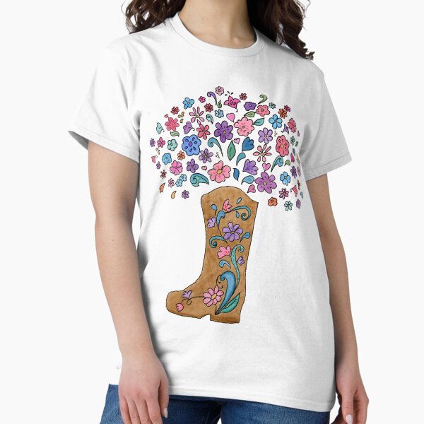 Floral Boot Classic T-Shirt