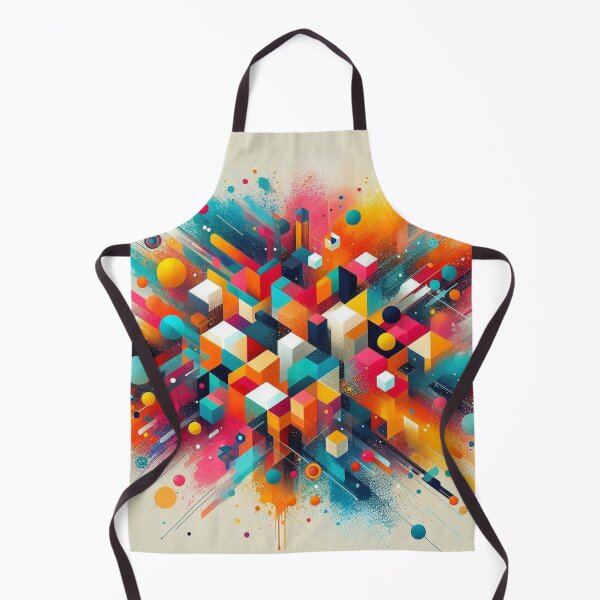 Item preview, Geometric Abstract Art with colorful splashes of orange, blue and red hues designed and sold by Alinamatt.