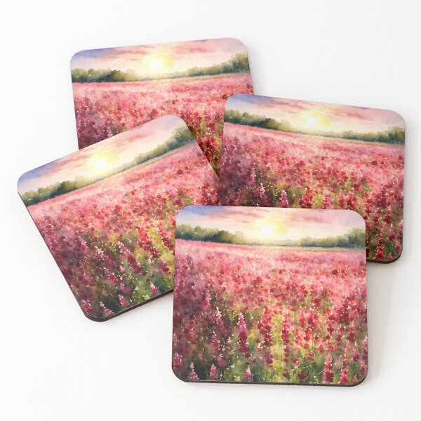 Item preview, Crimson Clover Flower Field - Holt - Country designed and sold by AmberRoseWrites.