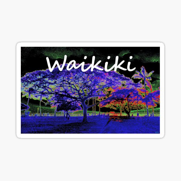 Moonlit Kapiolani Park at night Sticker