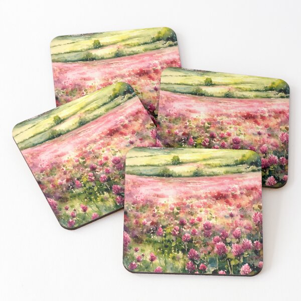 Item preview, Crimson Clover Flower Field - Holt - Country designed and sold by AmberRoseWrites.