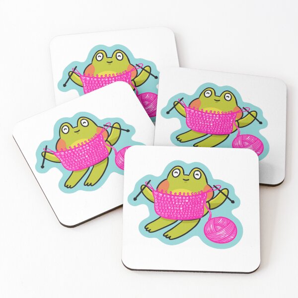Item preview, frog crocheting with pink yarn  designed and sold by jessicaleah15.