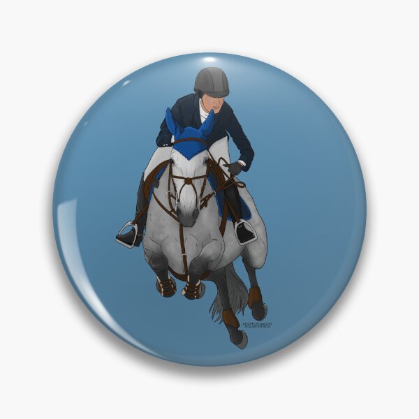 Item preview, Gray Jumping Horse with Rider in Navy Coat designed and sold by DappledMoon.