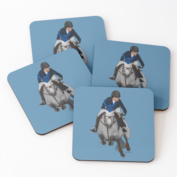 Item preview, Gray Jumping Horse with Rider in Navy Coat designed and sold by DappledMoon.