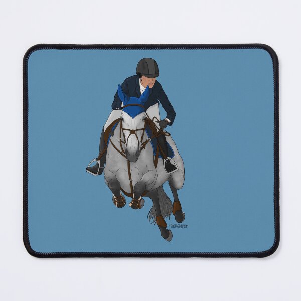 Item preview, Gray Jumping Horse with Rider in Navy Coat designed and sold by DappledMoon.