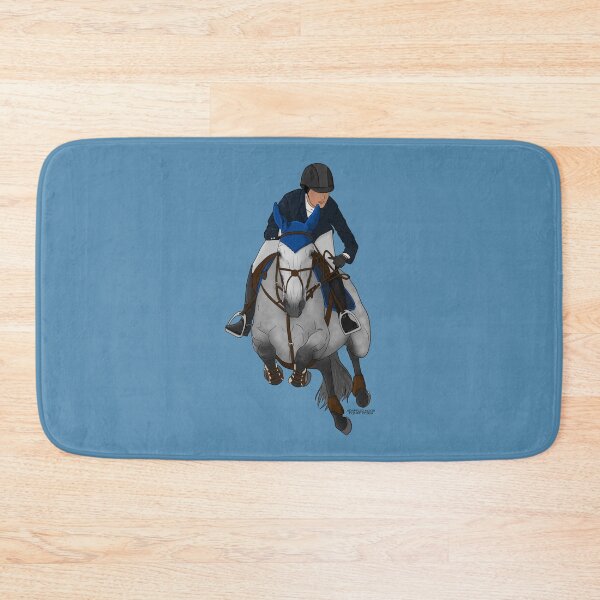Item preview, Gray Jumping Horse with Rider in Navy Coat designed and sold by DappledMoon.