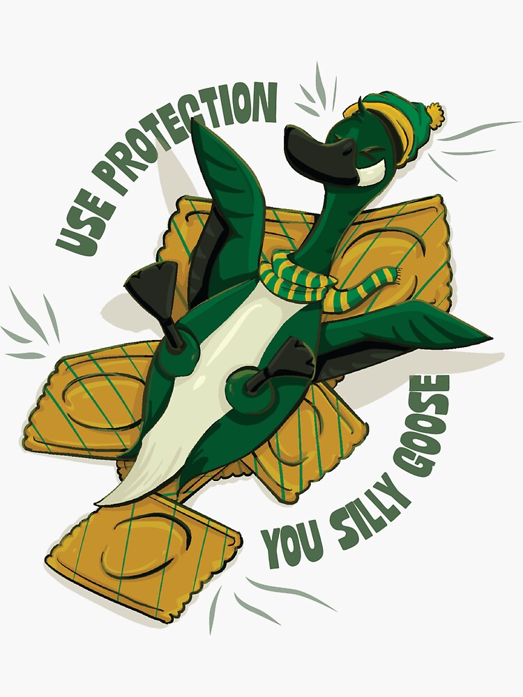 Thumbnail 3 of 3, Sticker, Use Protection You Silly Goose designed and sold by D00dleDucky.