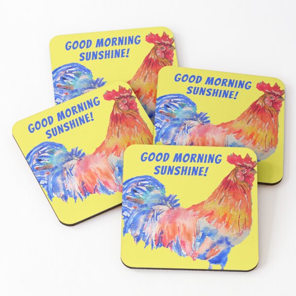 Item preview, Rooster Chicken Watercolor Good Morning Sunshine designed and sold by Sarah  Rajkotwala.