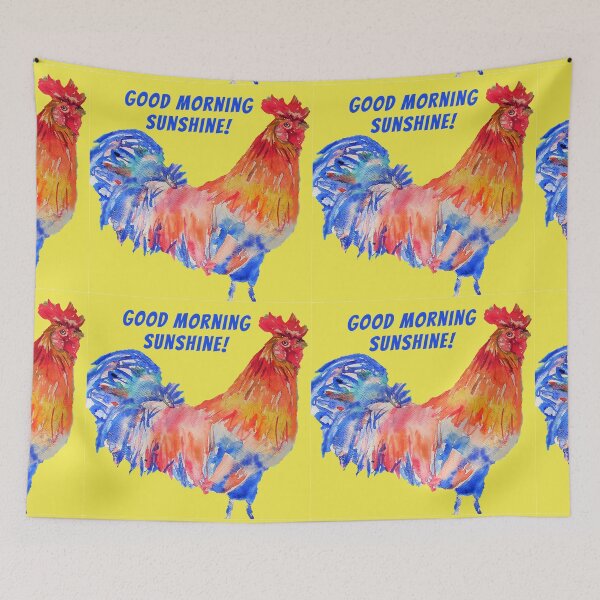 Item preview, Rooster Chicken Watercolor Good Morning Sunshine designed and sold by Sarah  Rajkotwala.