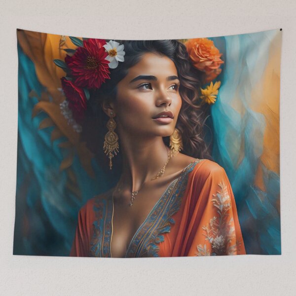 Item preview, Island woman with flower garland designed and sold by JustInspireMe.