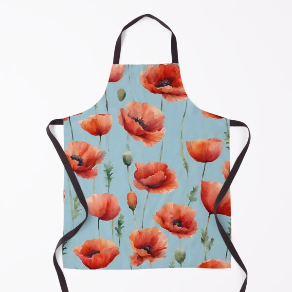 Item preview, Red Poppy Flowers Aqua Blue designed and sold by gillys.