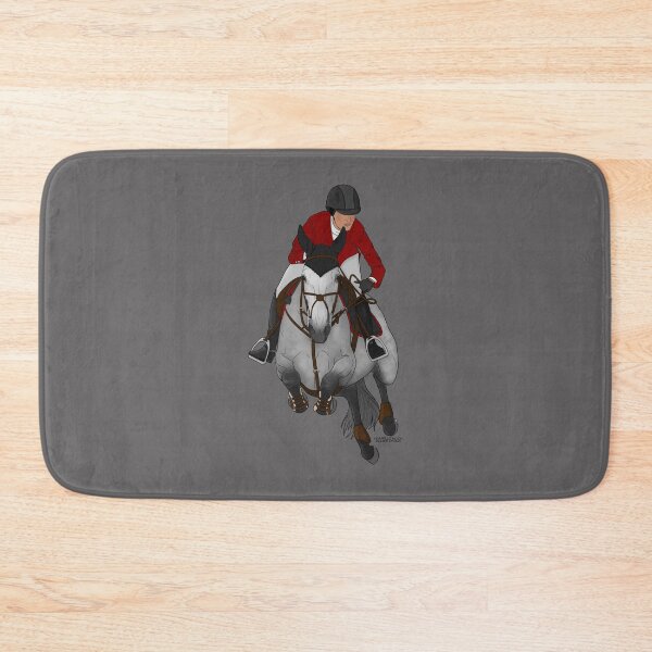 Item preview, Gray Jumping Horse with Rider in Red Coat designed and sold by DappledMoon.