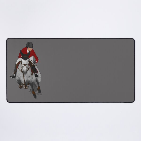 Item preview, Gray Jumping Horse with Rider in Red Coat designed and sold by DappledMoon.