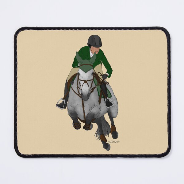Item preview, Gray Jumping Horse with Rider in Green Coat designed and sold by DappledMoon.